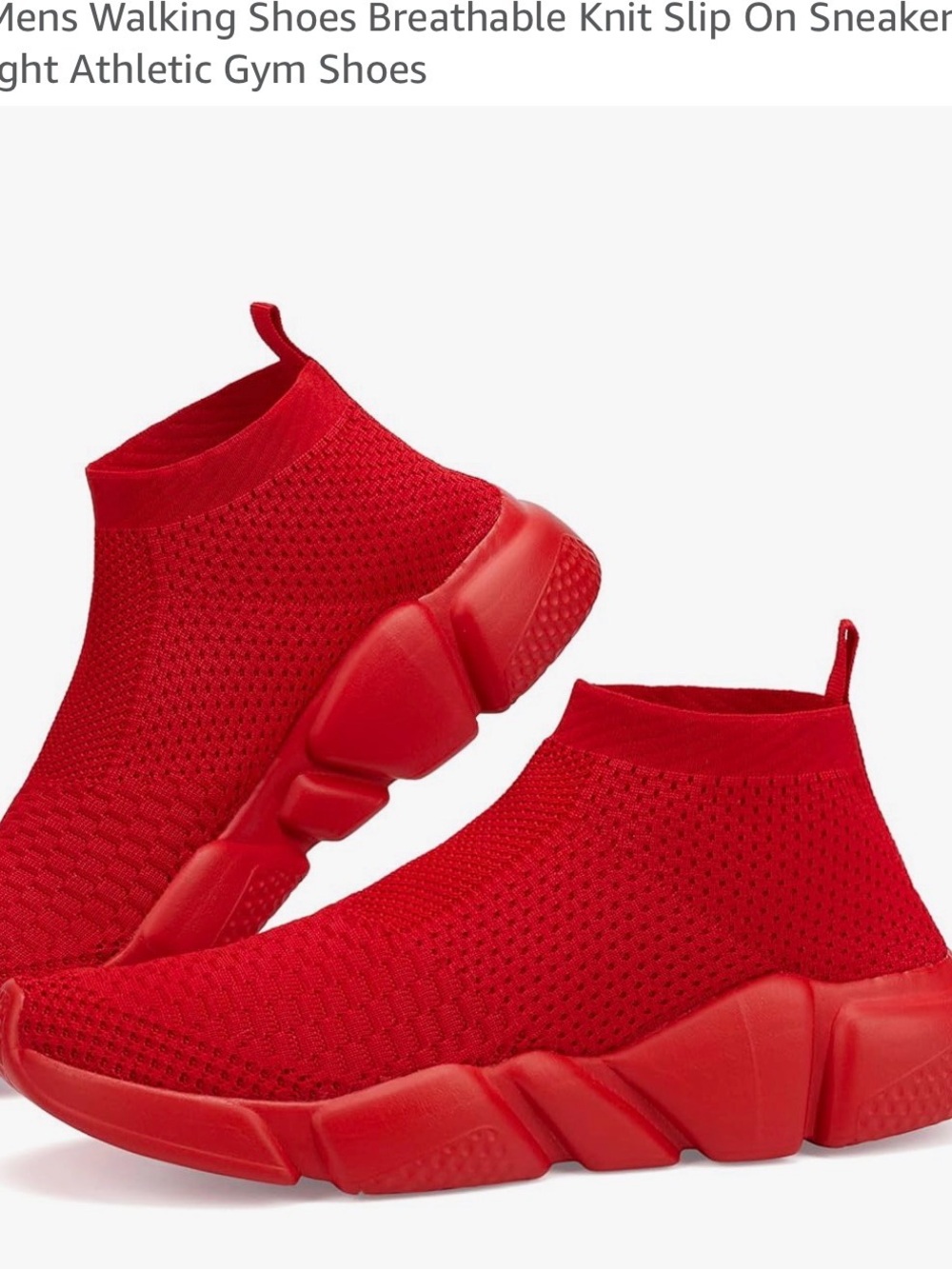Bold Red Knit Slip-On Sneakers